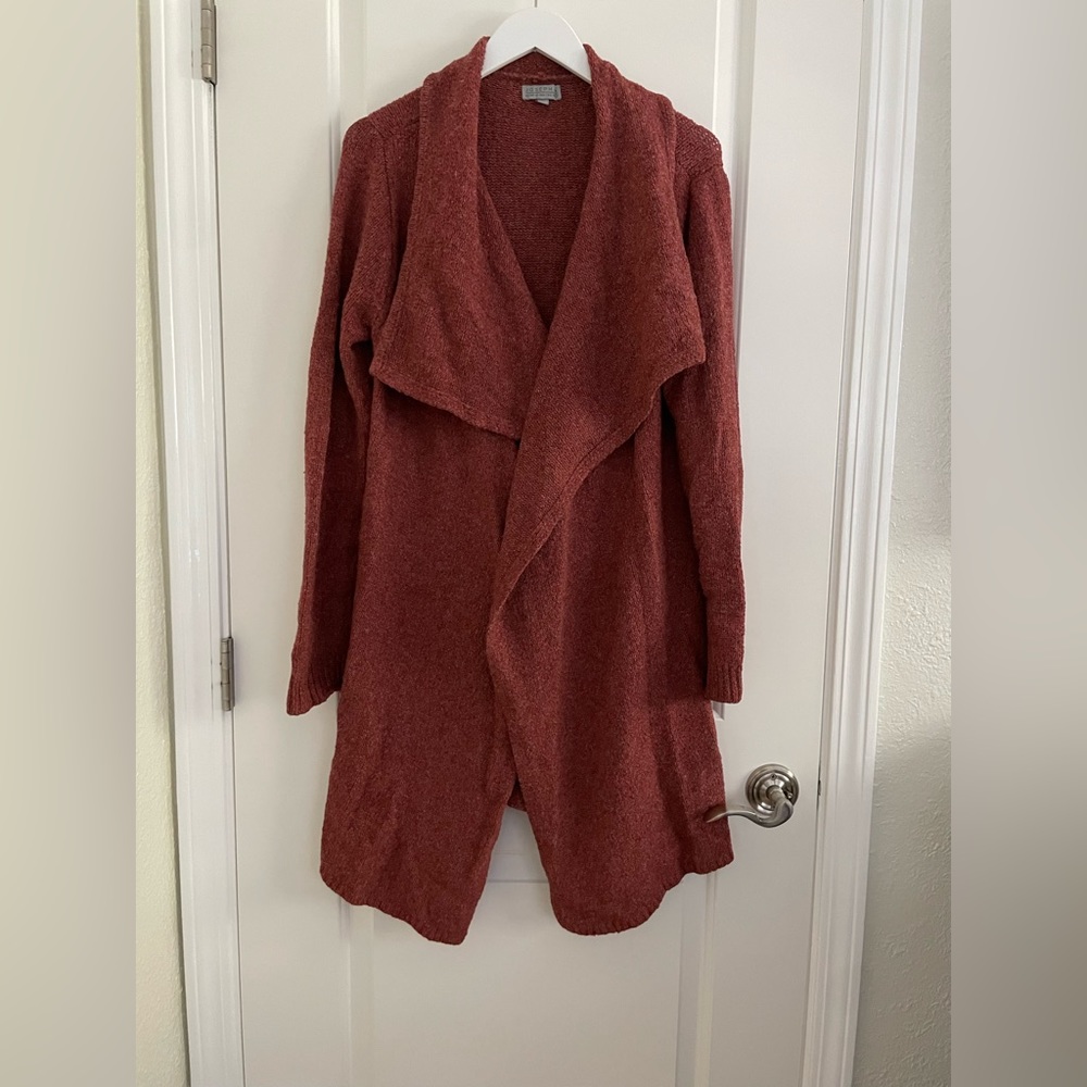 Red cardigan sweater